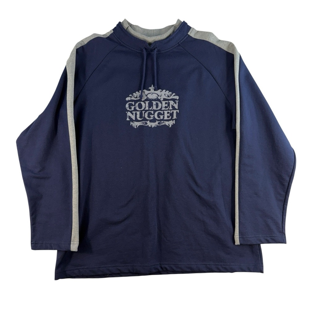 Vintage‎ 80s XL GOLDEN NUGGET CASINO Sweatshirt Layered Collar Las Vegas Nevada